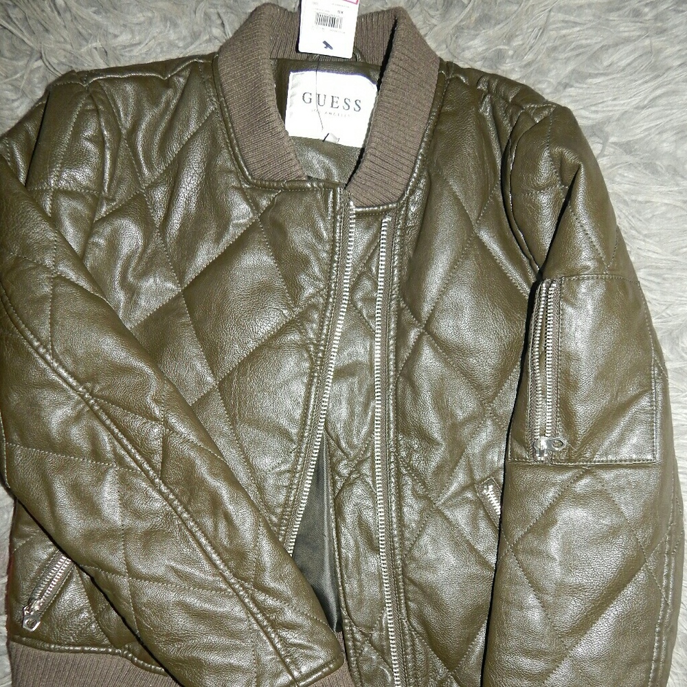 Olive Green Guess Bomber Jacket